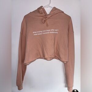 Graphic Finance Cropped Pink Hoodie - Size Small 🩷